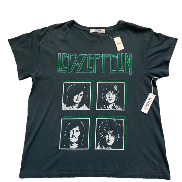 NWT Let Luv For Anthropologie Led Zeppelin T-Shirt Womens Medium Faded Black USA - Picture 10 of 10